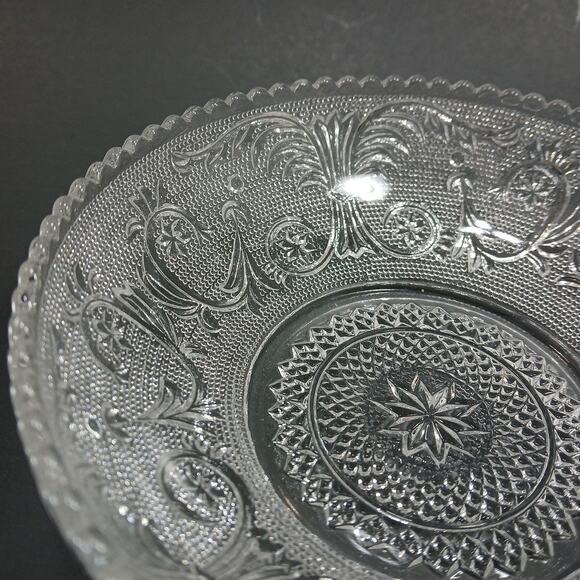 Vtg Duncan & Miller Clear Sandwich Pattern Sawtooth 5.5" Nappy Bowl w/Handle - Picture 4 of 9